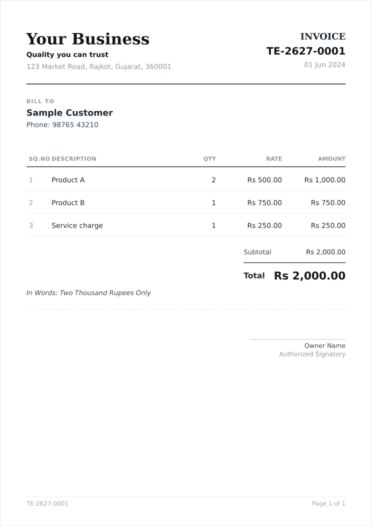 Invo - The Invoice Maker invoice, Minimal theme
