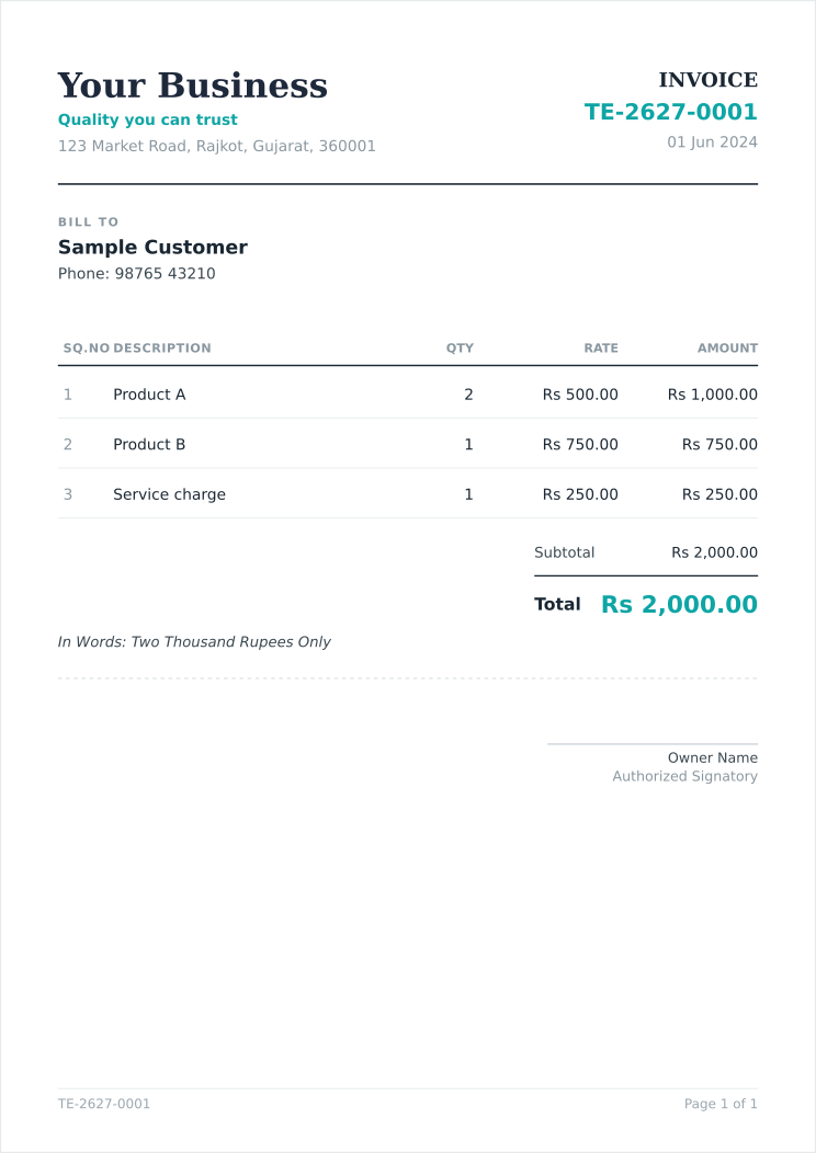 Invo - The Invoice Maker invoice, Slate theme